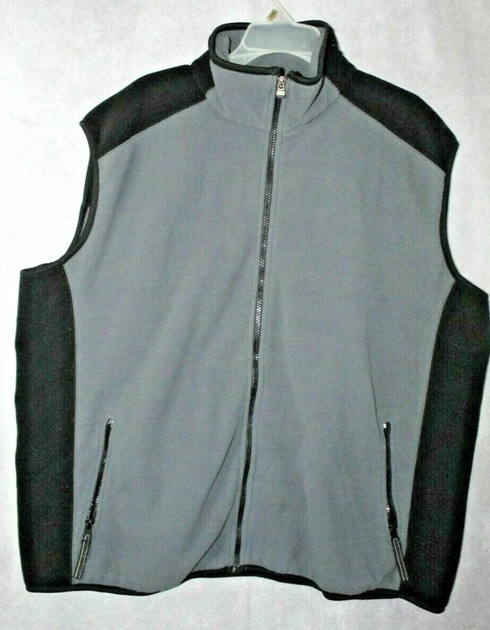 Destination Vest Mens 2XL Gray Black 10000ft Windbreaker Fleece Full Zip Pockets